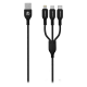 Volkano On-the-go Usb To 3 In 1 Braided 1m Cable by Volkano in Cellular, Accessories at OK Furniture.