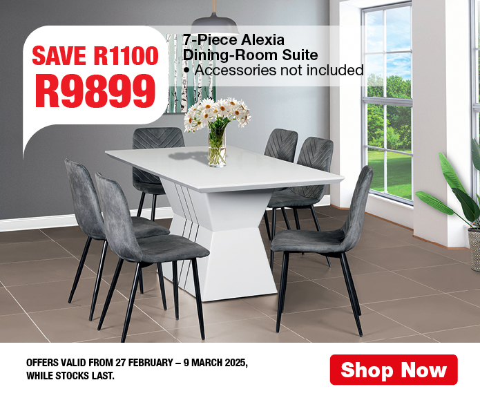 7-Piece Alexia Dining-Room Suite SAVE R1100. R9899