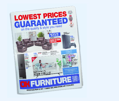 From kitchen appliances to lounge essentials, shop OK Furniture’s lowest prices guaranteed! For more deals, visit us at your nearest OK Furniture store or online. Prices valid until 4 August 2024, while stocks last. Ts & Cs apply. 