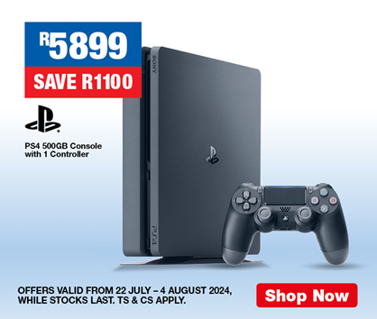 Sony PS4 500GB Console with 1 Controller — R5999, save R1000